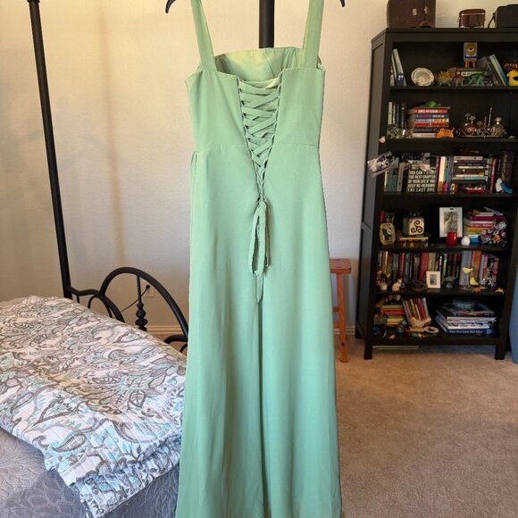 Light green/ sage green formal dress/ bridesmaid dress - Picture 3 of 4